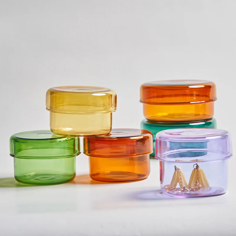 Decorative Glass Storage Container with Lid