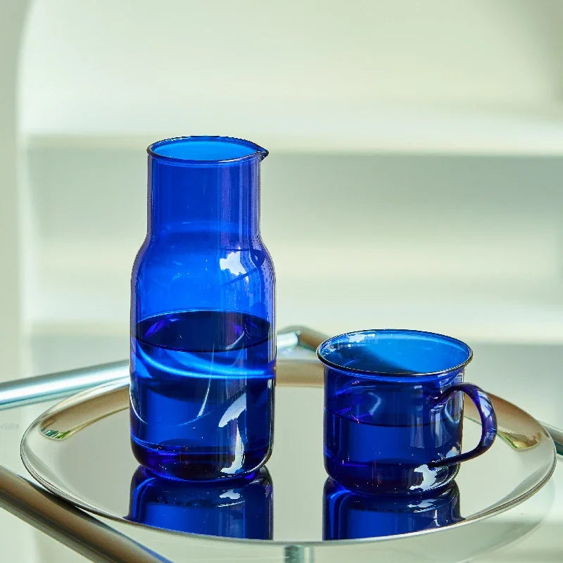 Blue Borosilicate Glass Coffee Mug Set