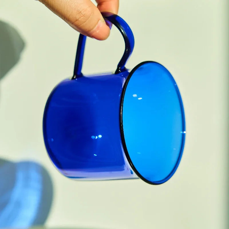 Blue Borosilicate Glass Coffee Mug Set