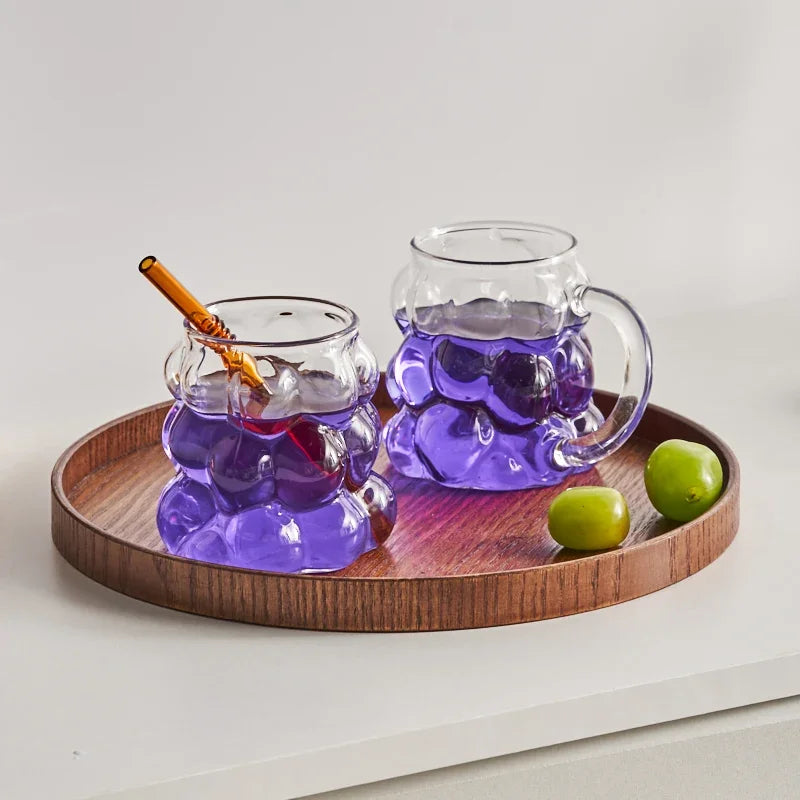 Clear Glass Grape Shaped Cup Mug