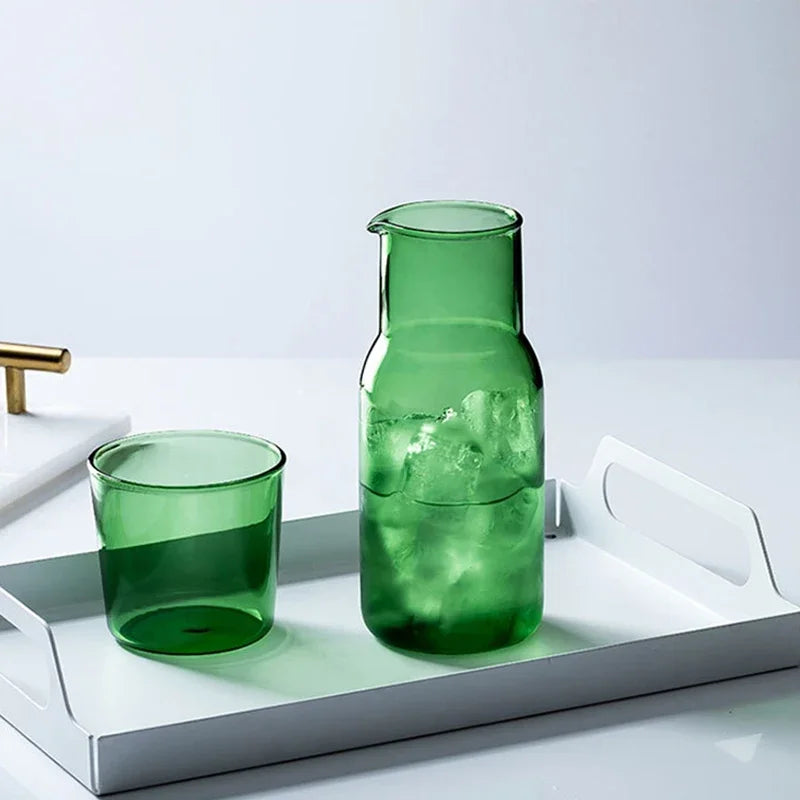 Glass Water Bottle Tumbler and Cup Set