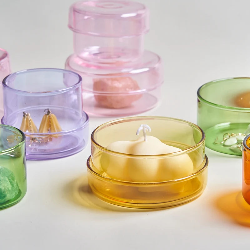 Decorative Glass Storage Container with Lid