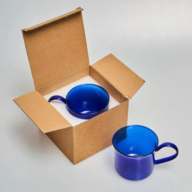 Blue Borosilicate Glass Coffee Mug Set