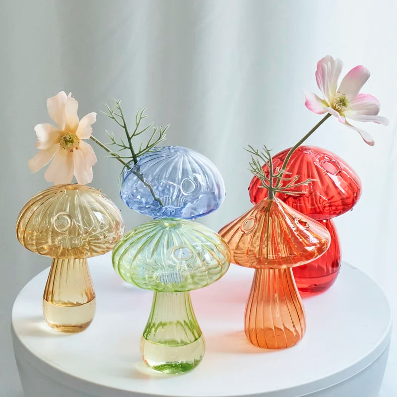 Mushroom Shape Glass Tabletop Vase