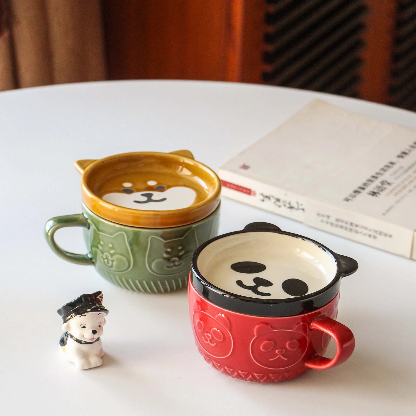 Japanese Cute Mug – Shiba Inu, Panda and Cats Ceramic Coffee Cup with Lid