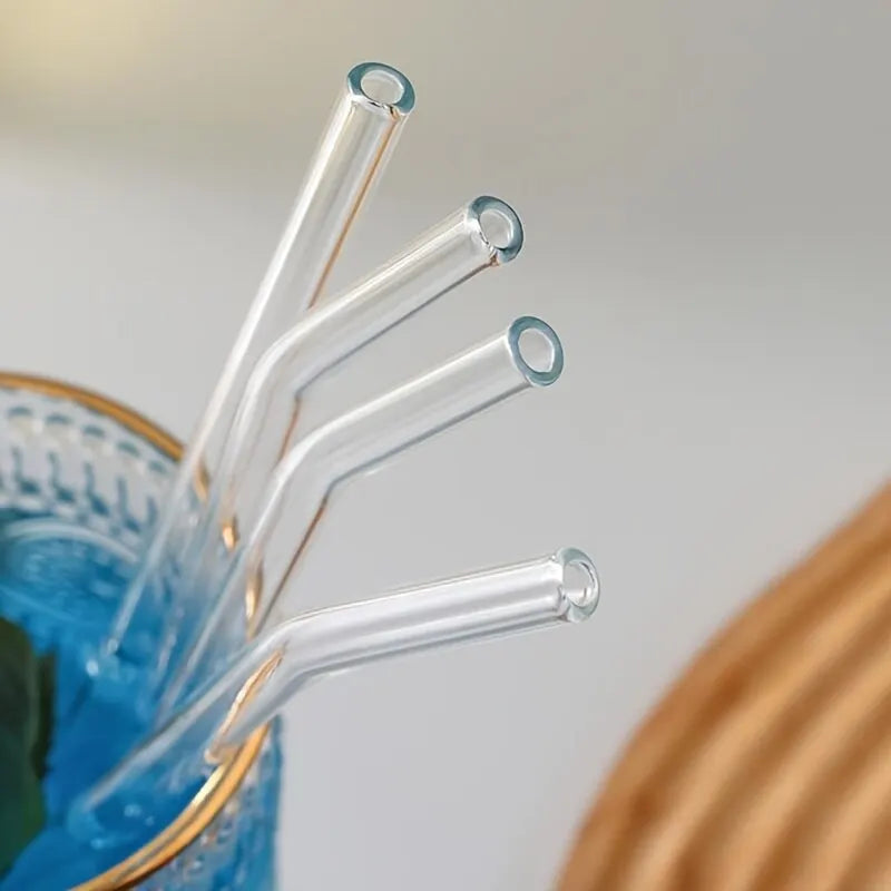 Reusable and Washable Glass Straws with Brush