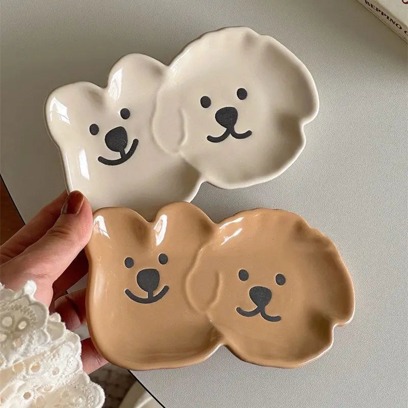 Puppy Teddy Bear Dipping Small Plate