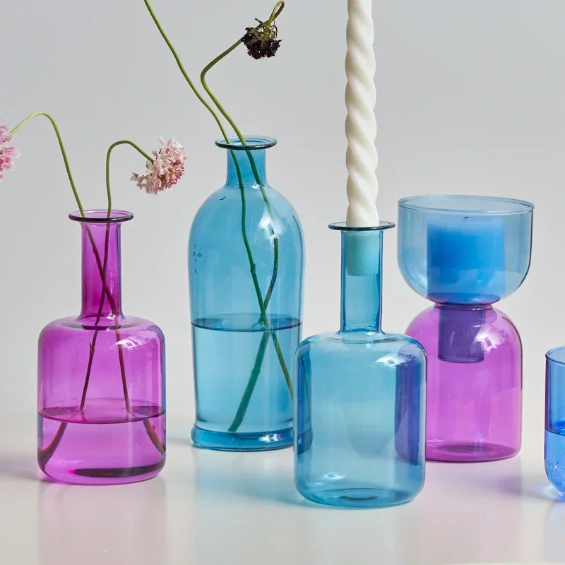 Colourful Glass Candle Holder and Vases