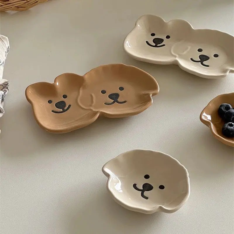 Puppy Teddy Bear Dipping Small Plate