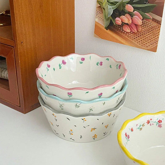 Vintage Style Flower Ceramic Bowl