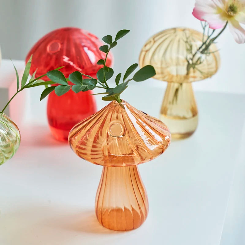 Mushroom Shape Glass Tabletop Vase