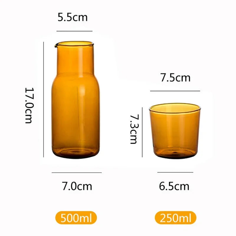 Glass Water Bottle Tumbler and Cup Set