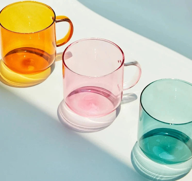 Heat Resistant Glass Colorful Mug with Handle