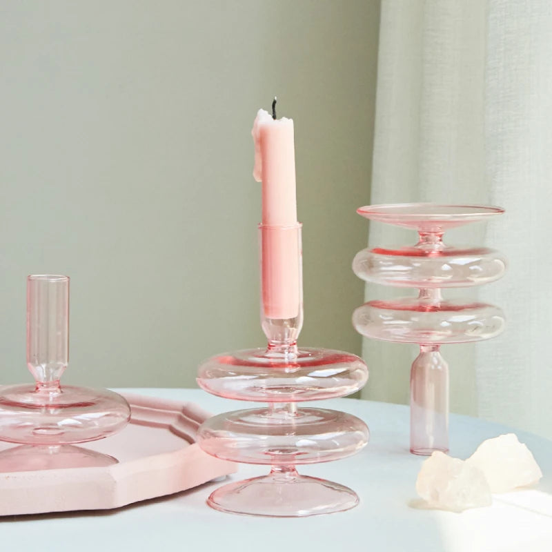 Modern Taper Glass Candlesticks Holders and Vases