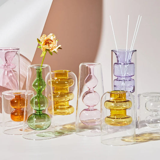 Transparent Colourful Tabletop Flower Vases