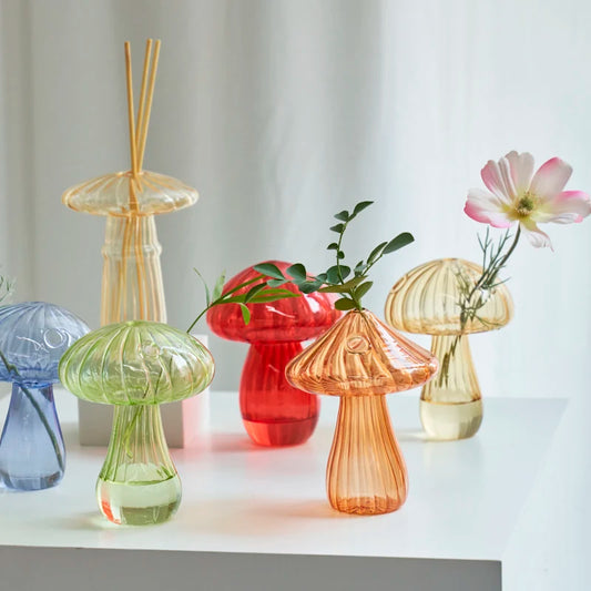 Mushroom Shape Glass Tabletop Vase