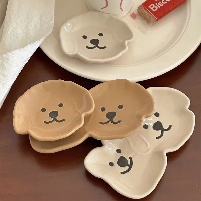 Puppy Teddy Bear Dipping Small Plate