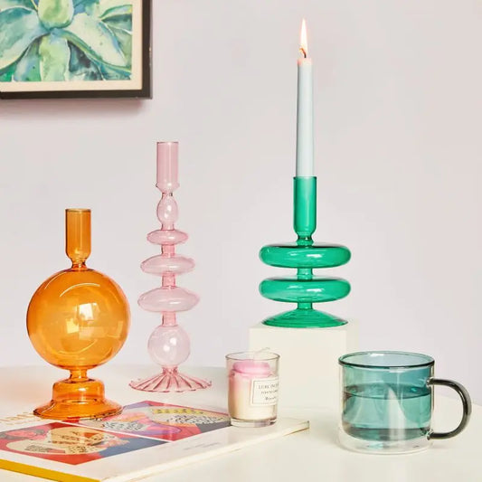 Modern Taper Glass Candlesticks Holders and Vases