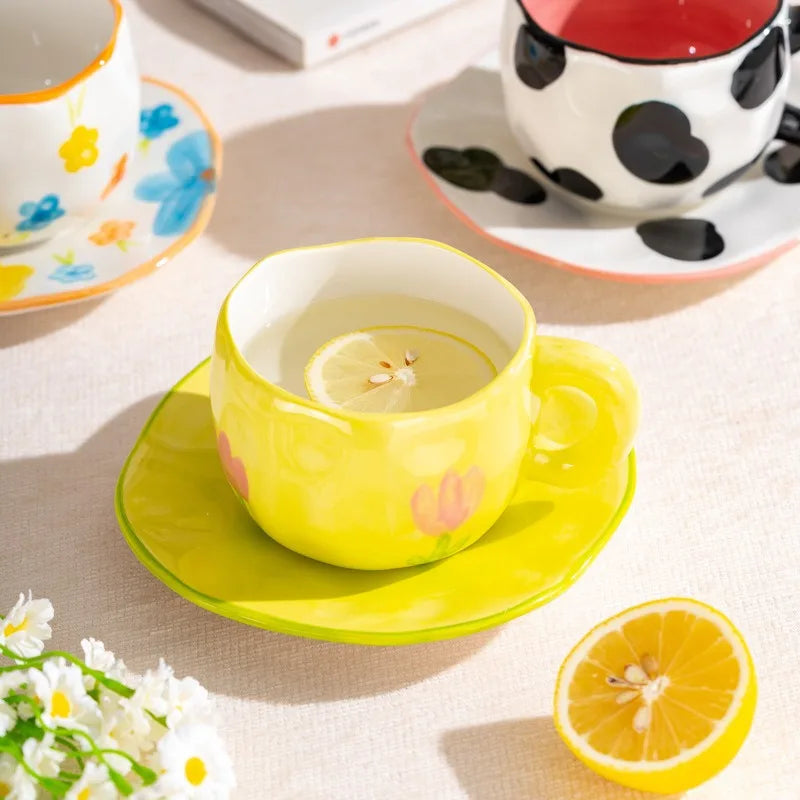 Creative Hand-Pinched Irregular Flower Ceramic Mug