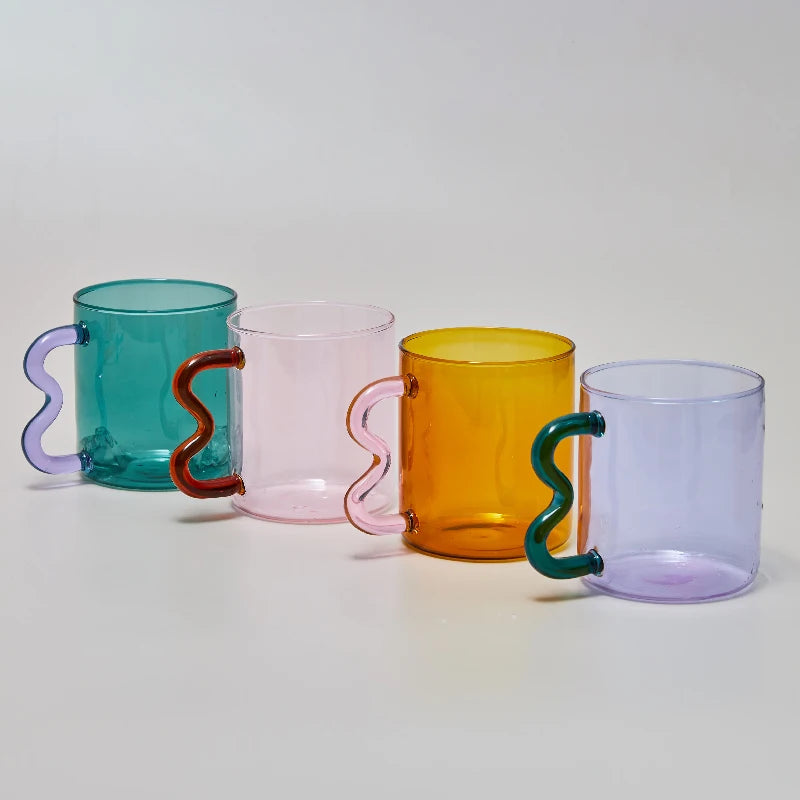 Colorful Glass Design Waved Ear Mug