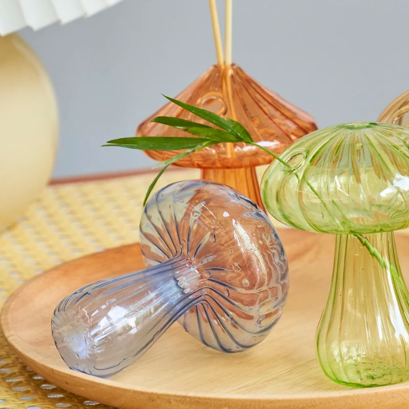 Mushroom Shape Glass Tabletop Vase