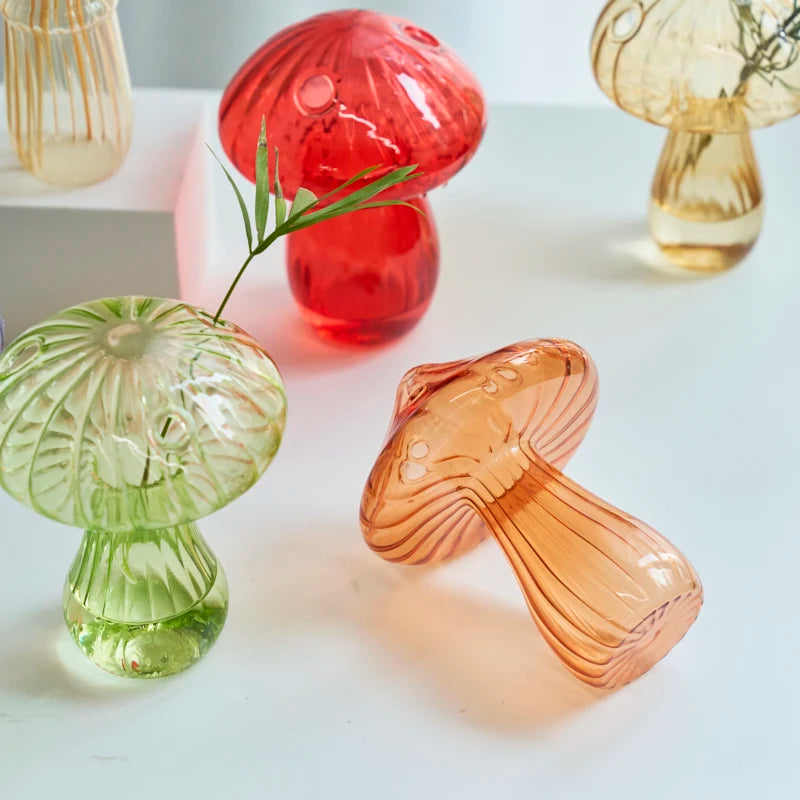 Mushroom Shape Glass Tabletop Vase