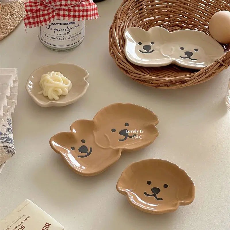 Puppy Teddy Bear Dipping Small Plate