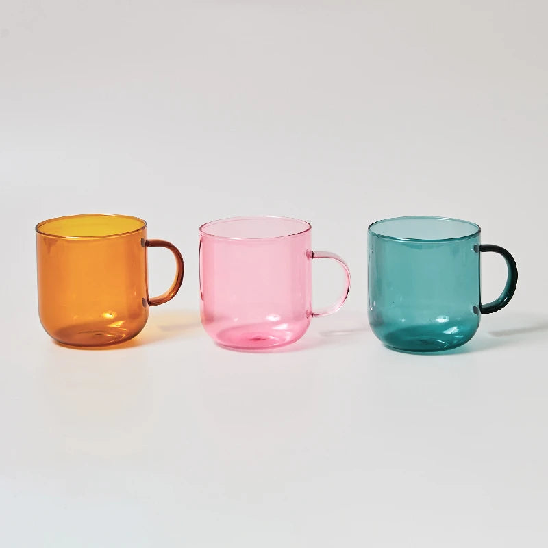 Heat Resistant Glass Colorful Mug with Handle