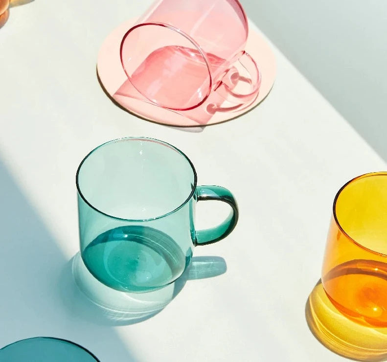 Heat Resistant Glass Colorful Mug with Handle