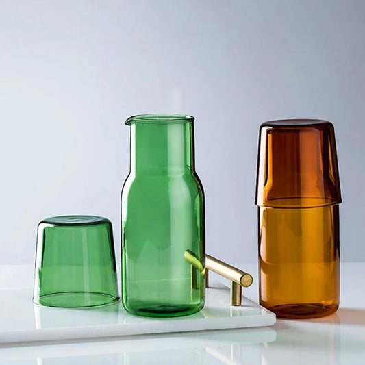 Glass Water Bottle Tumbler and Cup Set